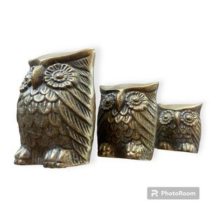 Vintage 1960's MCM Brass Owl’s